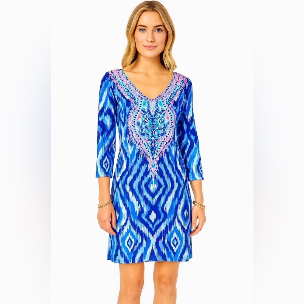 💙 Lilly Pulitzer Ophelia Swing Dress – Blue Swish “Skipped a Beach” Print 💙🌴 - Picture 6 of 16